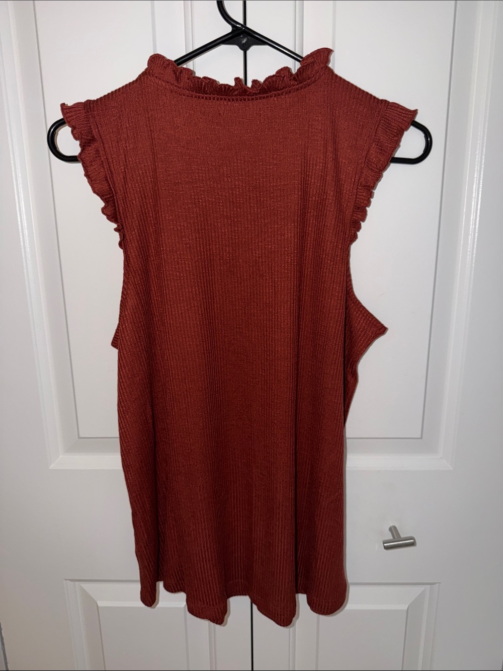 Maurices Rust Red Ruffle Sleeve Tank Top - Picture 2 of 4